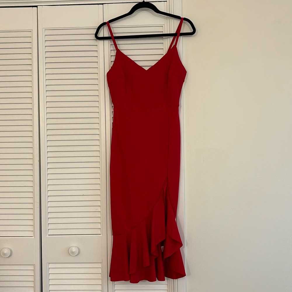 Red frill midi dress, size US 8 - new with tags never worn